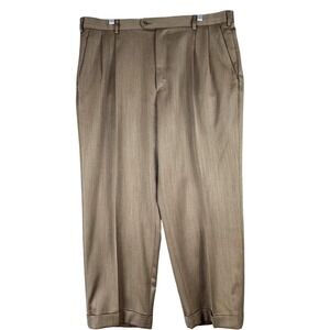 Zanella Bennett‎ Dress Pants Mens 36x26 Brown Wool Pleated Cuffed Italy Office